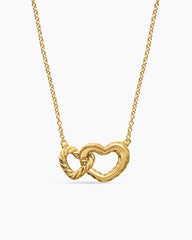 Cable Collectibles® Interlocking Heart Necklace in 18K Yellow Gold with Diamonds, 20.6mm