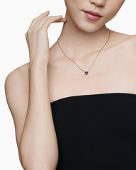 Petite Chatelaine® Pendant Necklace in Sterling Silver with Amethyst and Diamonds, 9mm