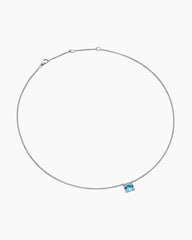 Petite Chatelaine® Pendant Necklace in Sterling Silver with Blue Topaz and Diamonds, 9mm