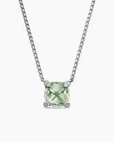 Petite Chatelaine® Pendant Necklace in Sterling Silver with Prasiolite and Diamonds, 9mm