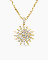 Starburst Pendant Necklace in 18K Yellow Gold with Diamonds, 20mm
