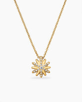 Petite Starburst Pendant Necklace in 18K Yellow Gold with Diamonds, 10.5mm