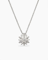 Petite Starburst Pendant Necklace in Sterling Silver with Diamonds, 10.5mm