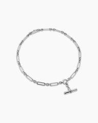 Lexington E/W Chain Necklace in Sterling Silver with Diamonds, 7mm