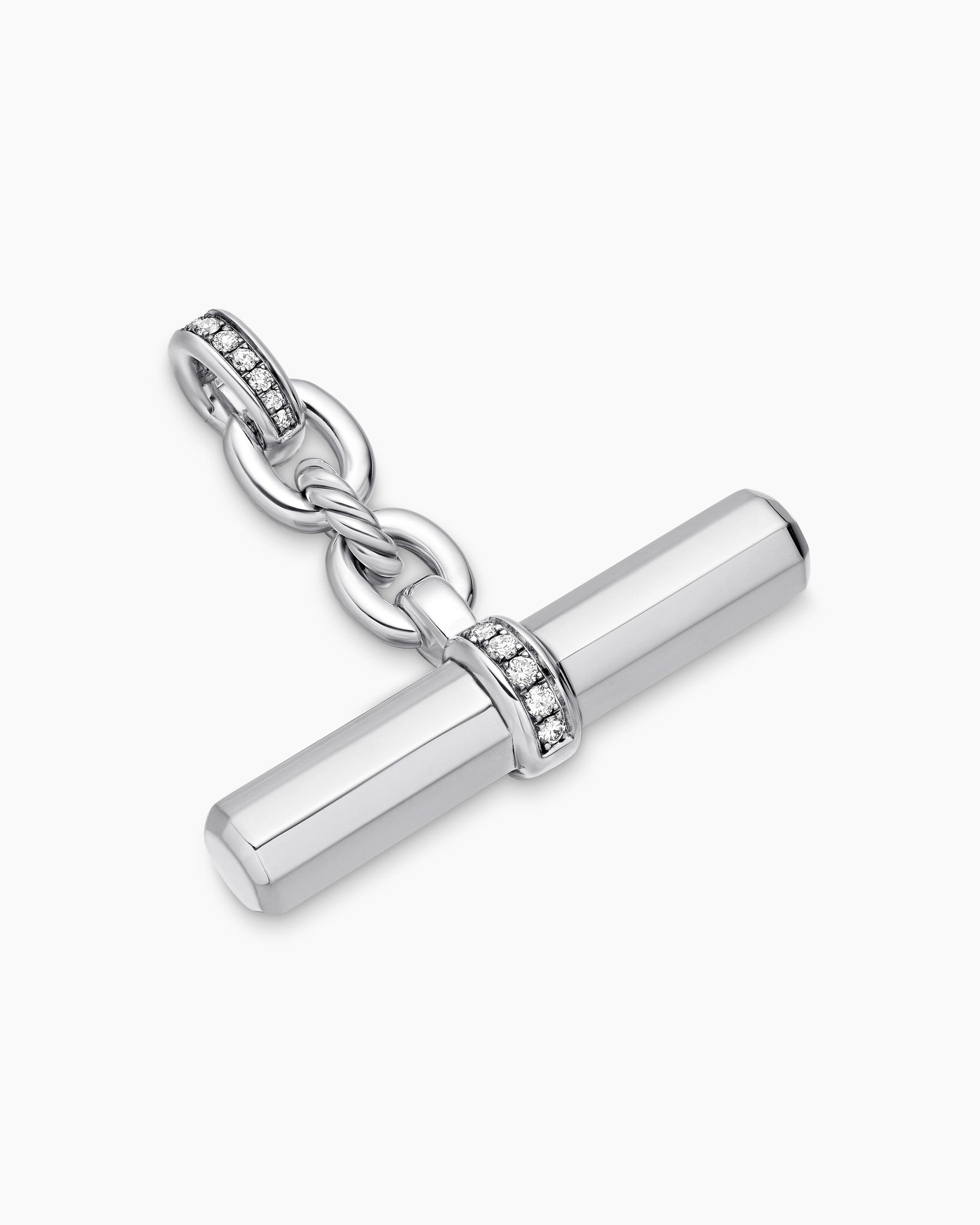 Lexington E/W Chain Necklace in Sterling Silver with Diamonds, 7mm
