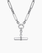 Lexington E/W Chain Necklace in Sterling Silver with Diamonds, 7mm