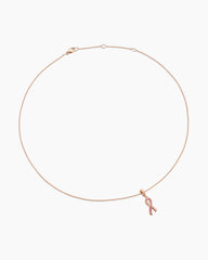 Cable Collectibles® Ribbon Necklace in 18K Rose Gold with Pavé Pink Sapphires, 15.7mm