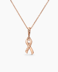 Cable Collectibles® Ribbon Necklace in 18K Rose Gold with Pavé Pink Sapphires, 15.7mm