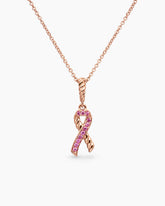 Cable Collectibles® Ribbon Necklace in 18K Rose Gold with Pavé Pink Sapphires, 15.7mm