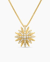 Starburst Pendant Necklace in 18K Yellow Gold with Diamonds, 19mm