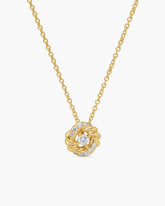 Petite Infinity Pendant Necklace in 18K Yellow Gold with Diamonds, 8mm