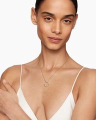 Petite Infinity Pendant Necklace in 18K Yellow Gold with Diamonds, 18mm