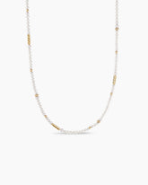 Color Bead Necklace in 18K Yellow Gold with Pearls, 4mm