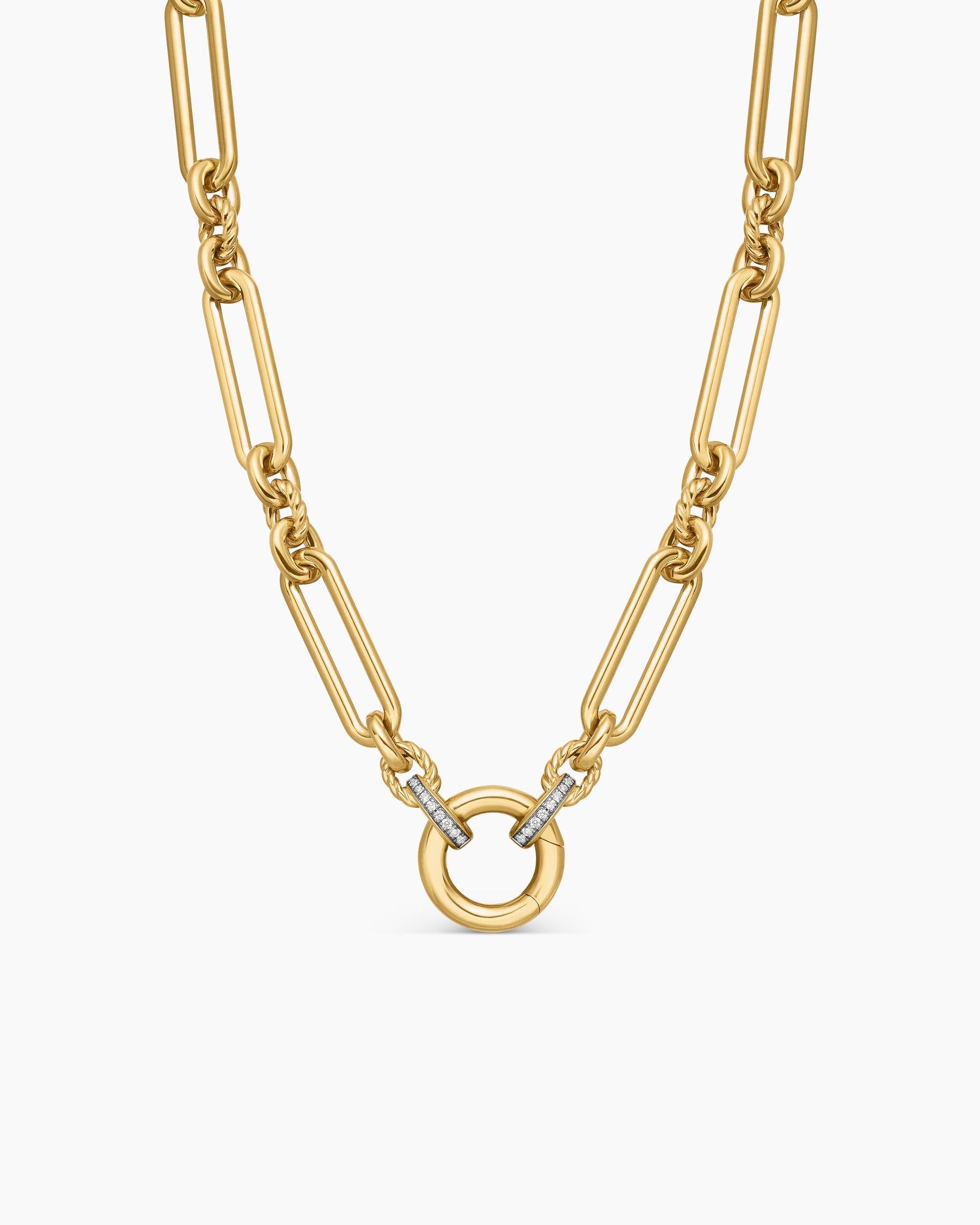 Lexington E/W Chain Necklace in 18K Yellow Gold with Diamonds, 6.5mm