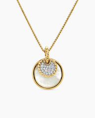 DY Elements® Convertible Pendant Necklace in 18K Yellow Gold with Diamonds and Black Onyx Reversible to Mother of Pearl, 21.5mm