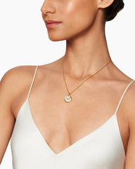 DY Elements® Convertible Pendant Necklace in 18K Yellow Gold with Diamonds and Black Onyx Reversible to Mother of Pearl, 21.5mm