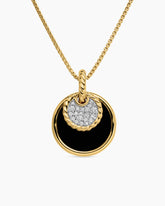 DY Elements® Convertible Pendant Necklace in 18K Yellow Gold with Diamonds and Black Onyx Reversible to Mother of Pearl, 21.5mm