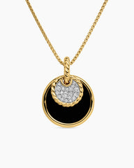 DY Elements® Convertible Pendant Necklace in 18K Yellow Gold with Diamonds and Black Onyx Reversible to Mother of Pearl, 21.5mm
