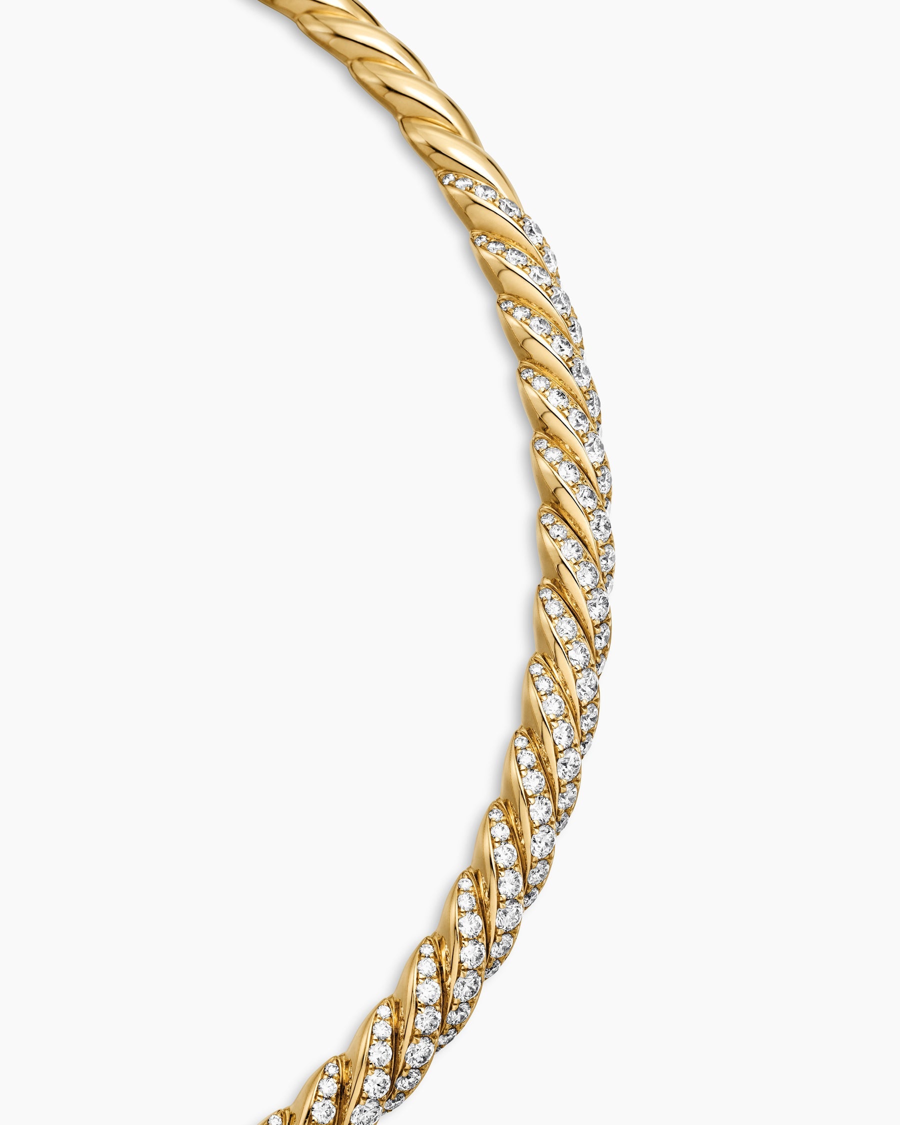 Sculpted Cable Flex Necklace in 18K Yellow Gold with Diamonds, 7.5mm