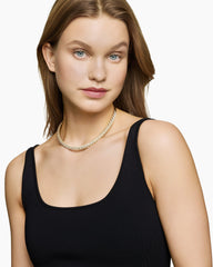 Sculpted Cable Flex Necklace in 18K Yellow Gold with Diamonds, 7.5mm