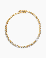 Sculpted Cable Flex Necklace in 18K Yellow Gold with Diamonds, 7.5mm