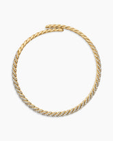 Sculpted Cable Flex Necklace in 18K Yellow Gold with Diamonds, 7.5mm