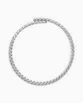 Sculpted Cable Flex Necklace in 18K White Gold with Diamonds, 7.5mm
