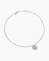 Starburst Pendant Necklace in Sterling Silver with Diamonds, 19mm