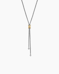 Petite X Lariat Necklace in Sterling Silver with 18K Yellow Gold