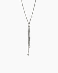 Petite X Lariat Necklace in Sterling Silver with Diamonds