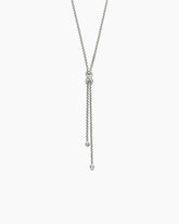 Petite X Lariat Necklace in Sterling Silver with Diamonds
