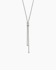 Petite X Lariat Necklace in Sterling Silver with Diamonds
