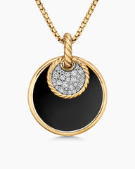 DY Elements® Convertible Pendant Necklace in 18K Yellow Gold with Black Onyx Reversible to Mother of Pearl and Diamonds, 26.6mm