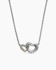 Cable Collectibles® Interlocking Heart Necklace in Sterling Silver with 18K Yellow Gold, 16.4mm