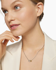 Cable Collectibles® Interlocking Heart Necklace in Sterling Silver with 18K Yellow Gold, 16.4mm