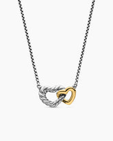 Cable Collectibles® Interlocking Heart Necklace in Sterling Silver with 18K Yellow Gold, 16.4mm