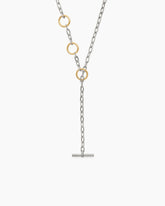 DY Madison® Three Ring Chain Necklace in Sterling Silver with 18K Yellow Gold, 3mm