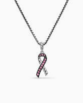Cable Collectibles® Ribbon Necklace in Sterling Silver with Pink Sapphires, 24.4mm