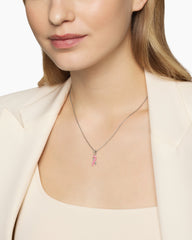 Cable Collectibles® Ribbon Necklace in Sterling Silver with Pink Enamel, 24.4mm