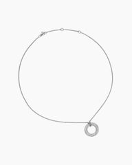 Pavé Crossover Pendant Necklace in 18K White Gold with Diamonds, 21mm