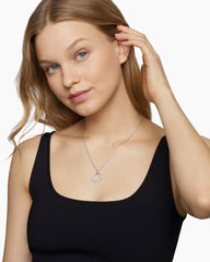 Pavé Crossover Pendant Necklace in 18K White Gold with Diamonds, 21mm