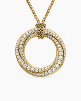 Pavé Crossover Pendant Necklace in 18K Yellow Gold with Diamonds, 30mm