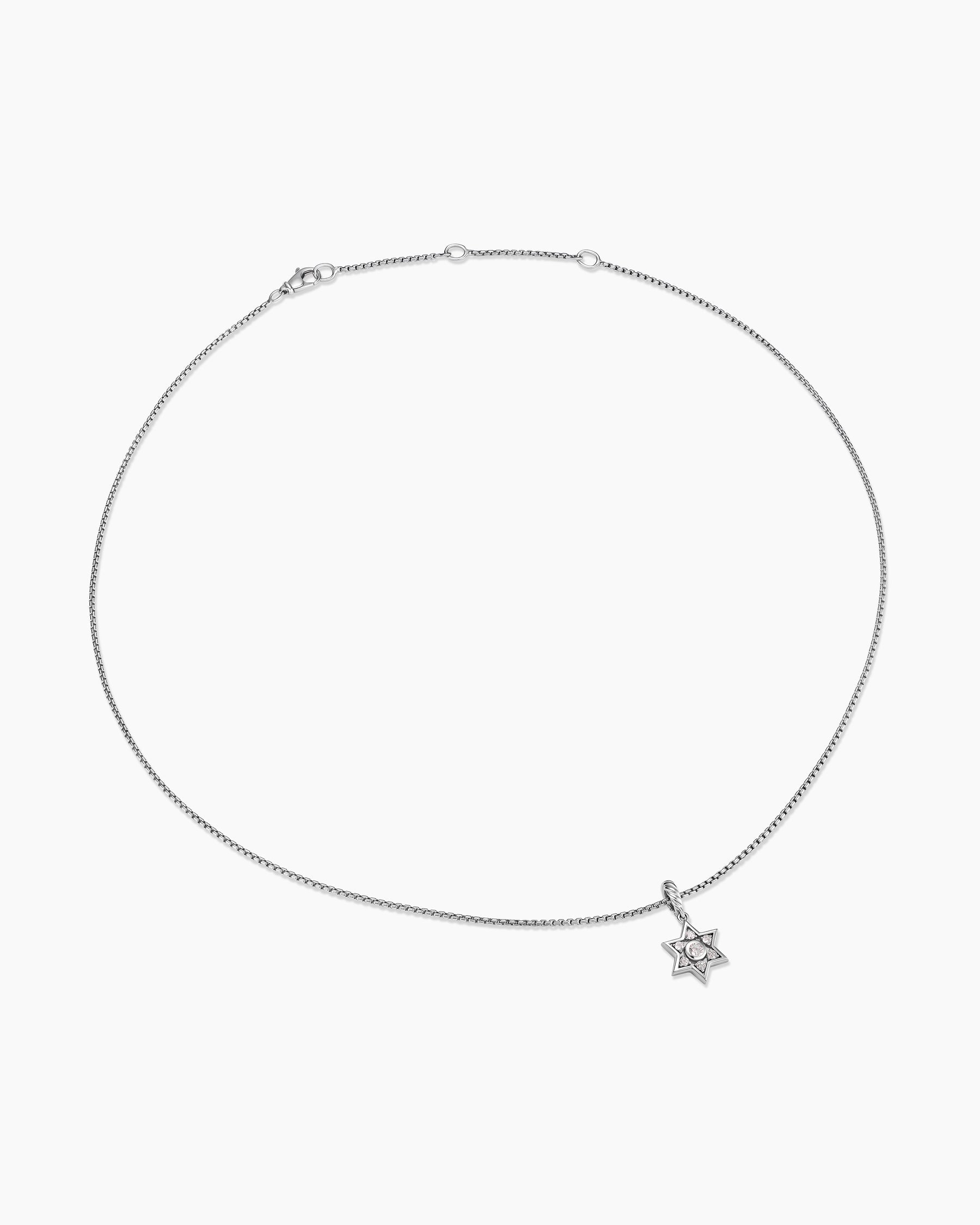 Star of David Pendant Necklace in Sterling Silver with Diamonds, 12mm