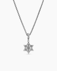 Star of David Pendant Necklace in Sterling Silver with Diamonds, 12mm