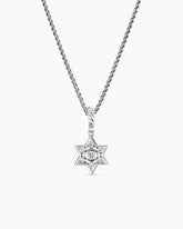 Star of David Pendant Necklace in Sterling Silver with Diamonds, 12mm