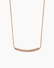 Petite Pavé Bar Necklace in 18K Rose Gold with Cognac Diamonds, 1.25mm