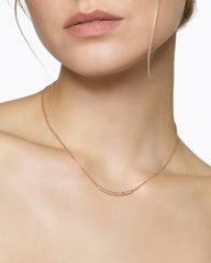 Petite Pavé Bar Necklace in 18K Rose Gold with Cognac Diamonds, 1.25mm