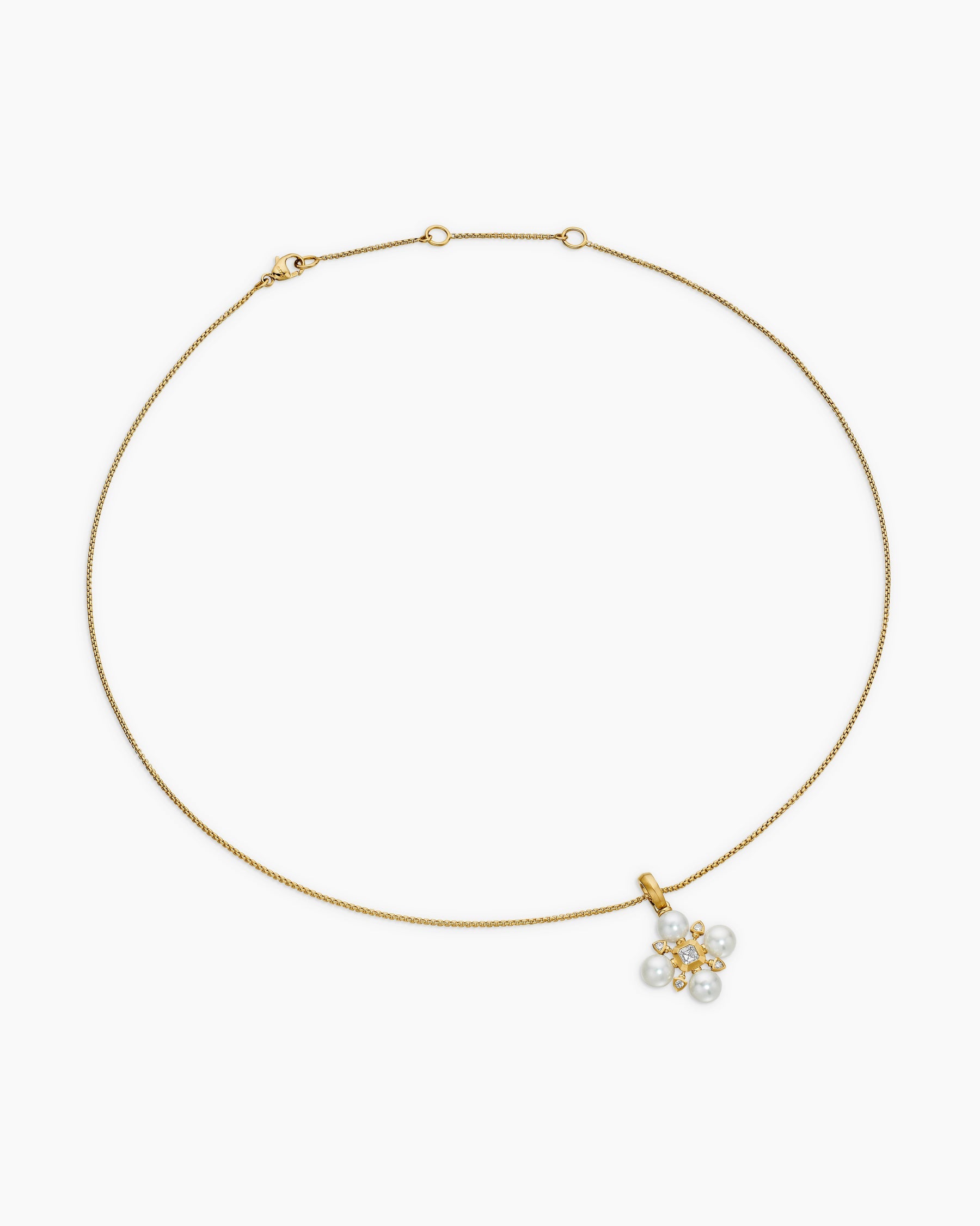 Renaissance® Pearl Necklace in 18K Yellow Gold with Pearls and Diamonds, 20mm