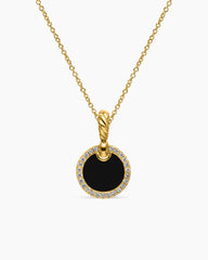 Petite DY Elements® Pendant Necklace in 18K Yellow Gold with Black Onyx and Diamonds, 17.8mm