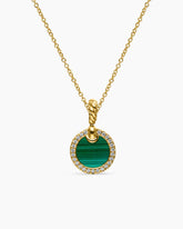 Petite DY Elements® Pendant Necklace in 18K Yellow Gold with Malachite and Diamonds, 17.8mm